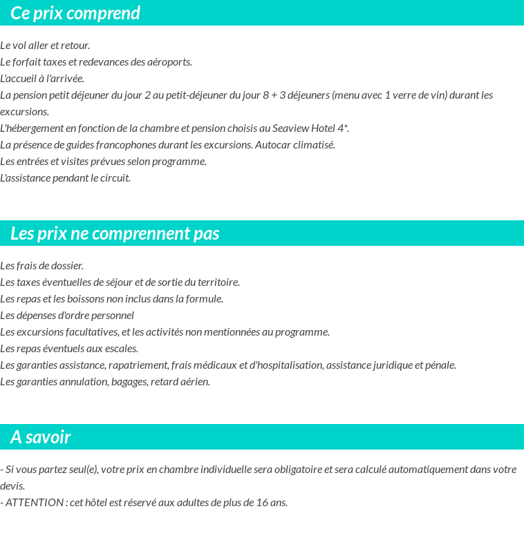 Conditions tarifaires