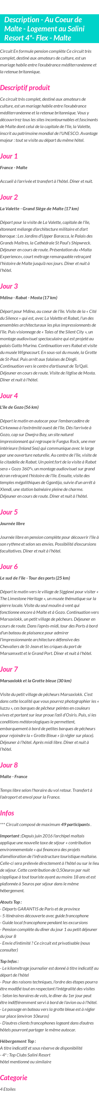 Détails du séjour