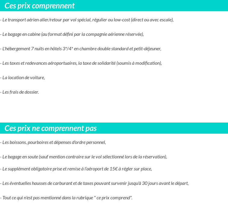 Conditions tarifaires