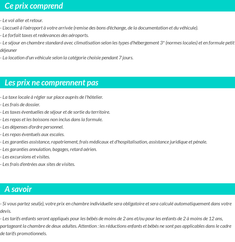 Conditions tarifaires