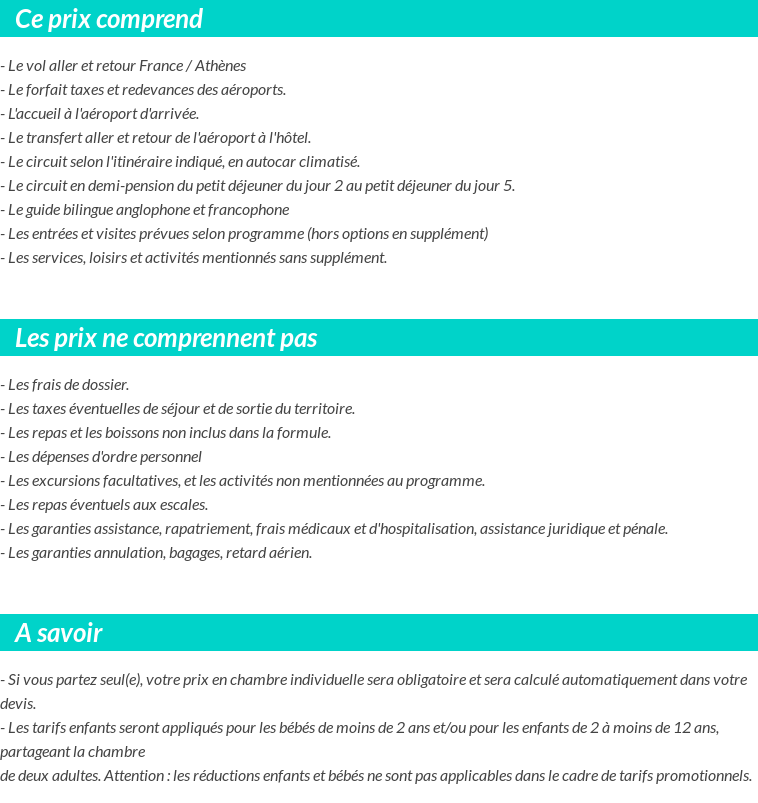 Conditions tarifaires