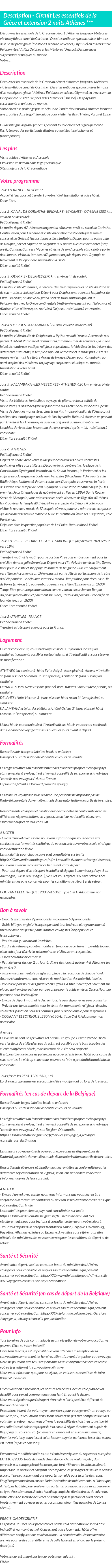 Détails du séjour