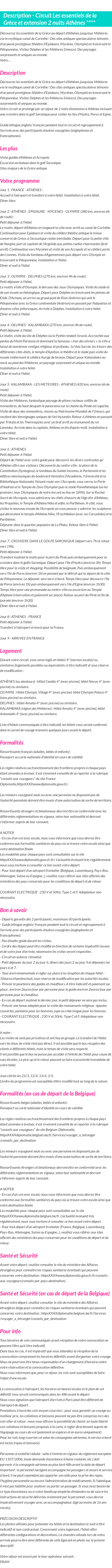 Détails du séjour