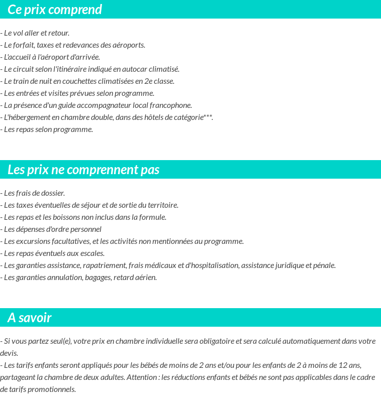 Conditions tarifaires