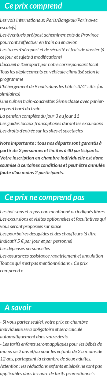 Conditions tarifaires