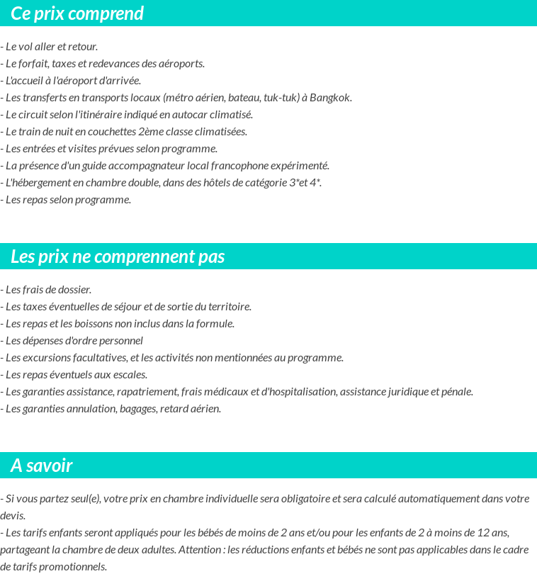 Conditions tarifaires