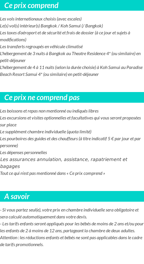 Conditions tarifaires