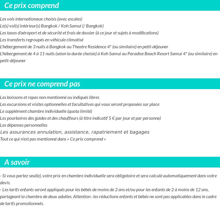 Conditions tarifaires