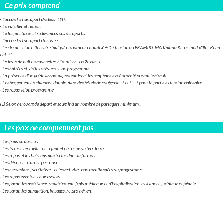 Conditions tarifaires