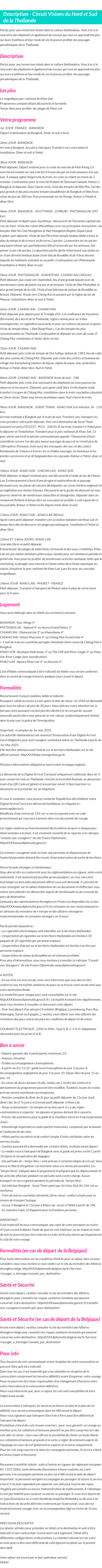 Détails du séjour
