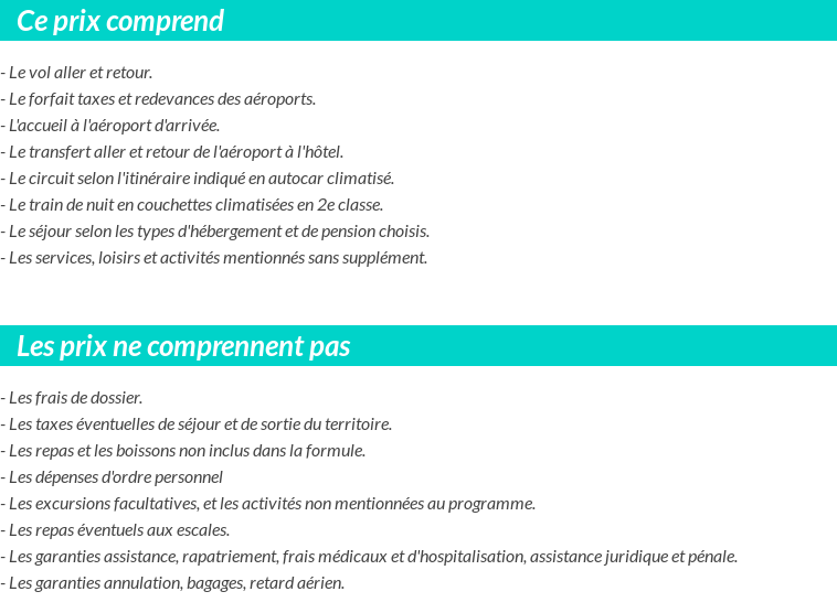 Conditions tarifaires