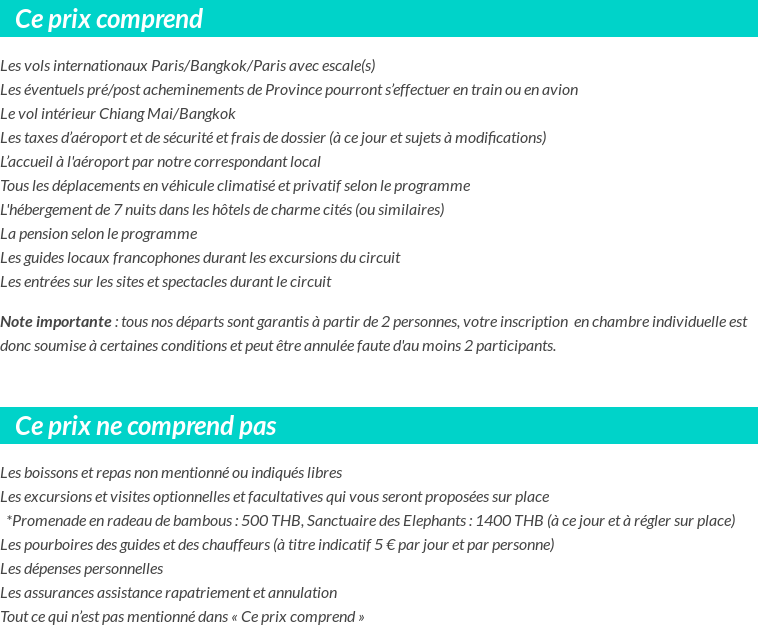 Conditions tarifaires
