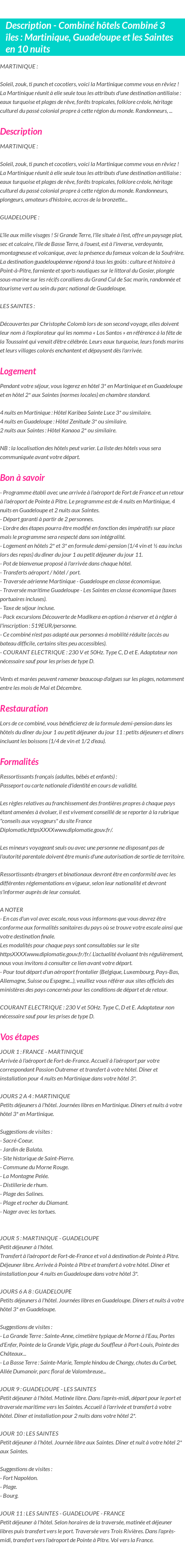 Détails du séjour