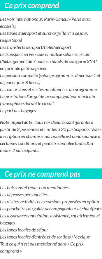 Conditions tarifaires