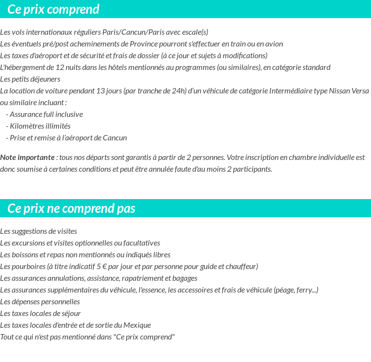 Conditions tarifaires