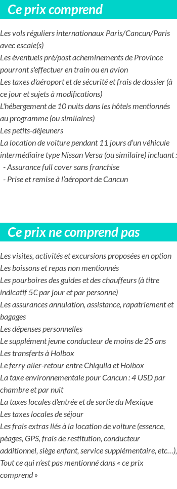 Conditions tarifaires