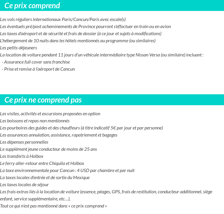 Conditions tarifaires