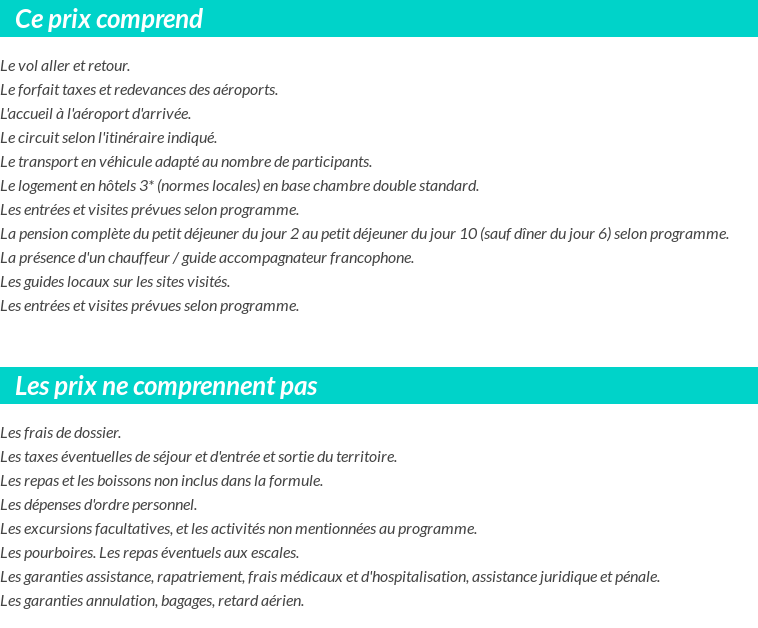 Conditions tarifaires