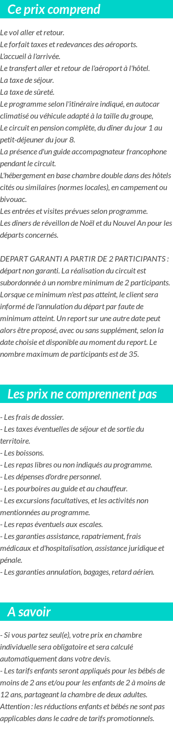 Conditions tarifaires