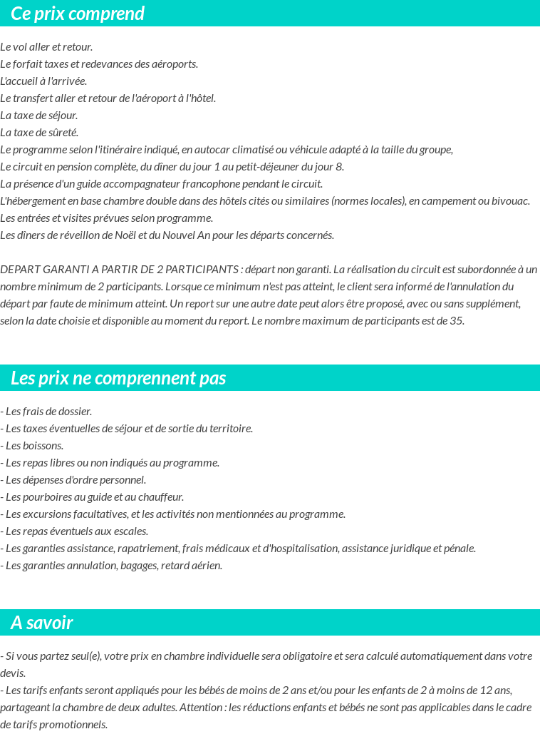 Conditions tarifaires