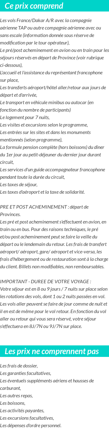 Conditions tarifaires