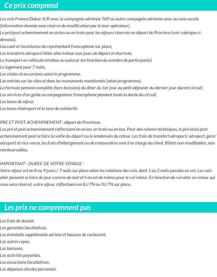 Conditions tarifaires