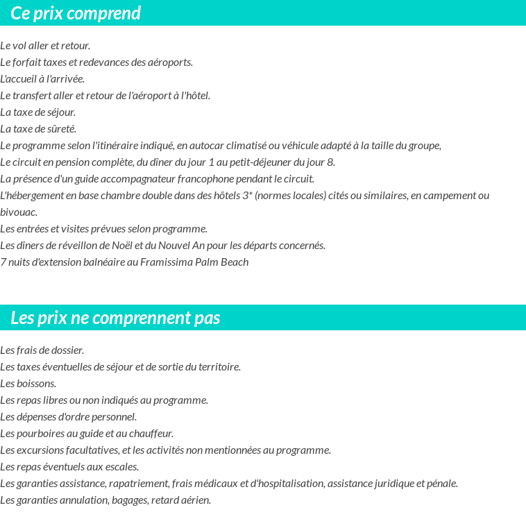 Conditions tarifaires