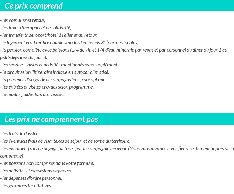 Conditions tarifaires