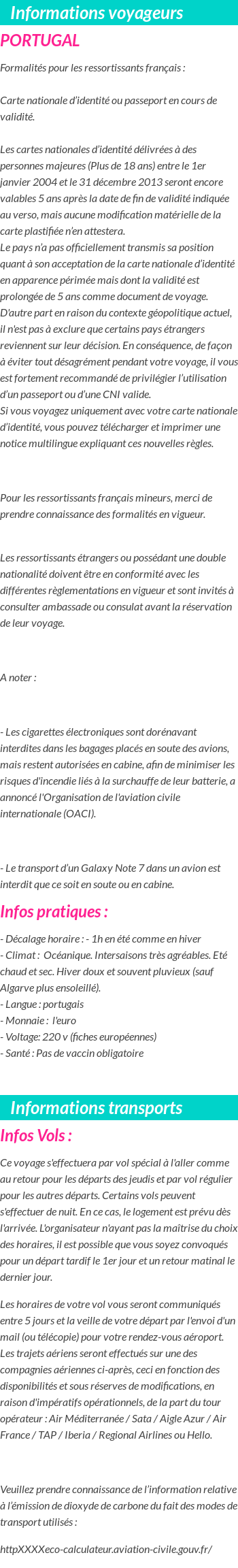 Formalités et infos voyageurs