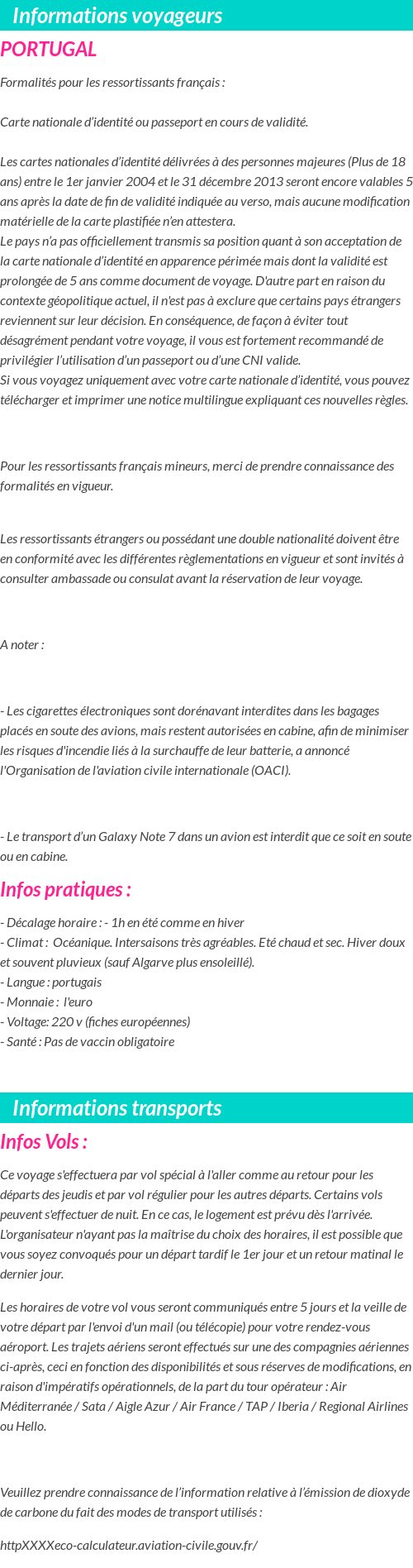 Formalités et infos voyageurs