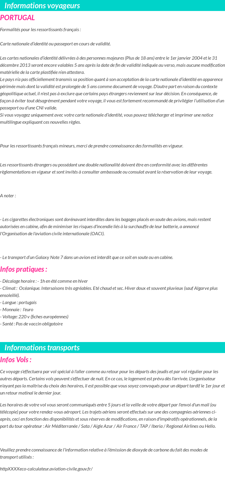 Formalités et infos voyageurs