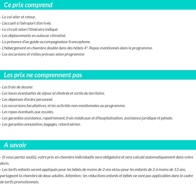 Conditions tarifaires