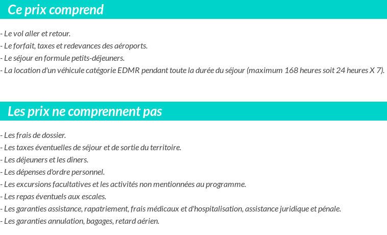 Conditions tarifaires