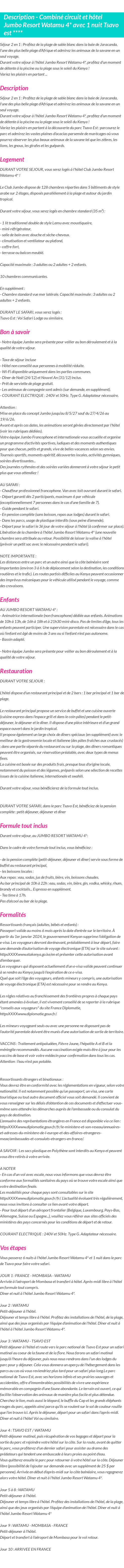 Détails du séjour