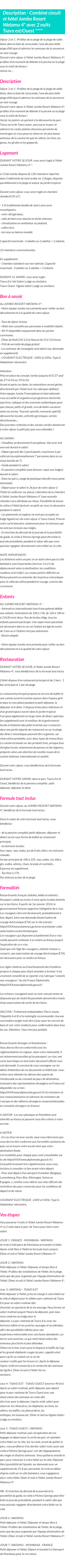 Détails du séjour