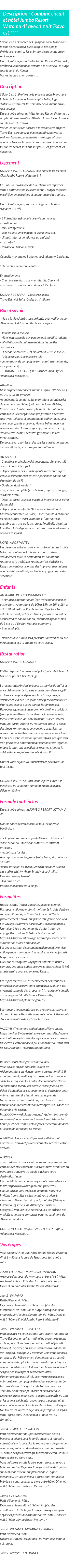 Détails du séjour