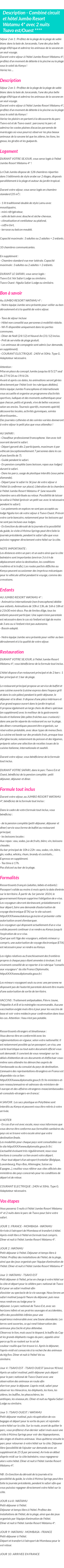 Détails du séjour
