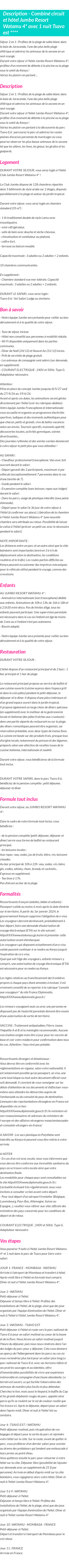 Détails du séjour