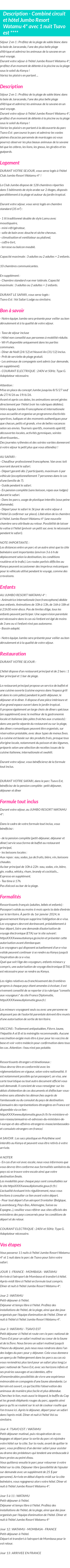 Détails du séjour