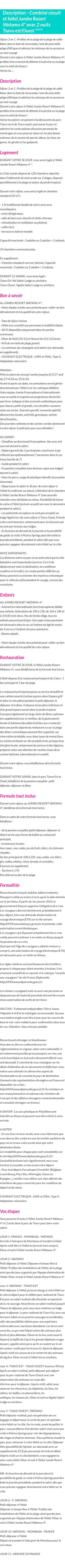 Détails du séjour