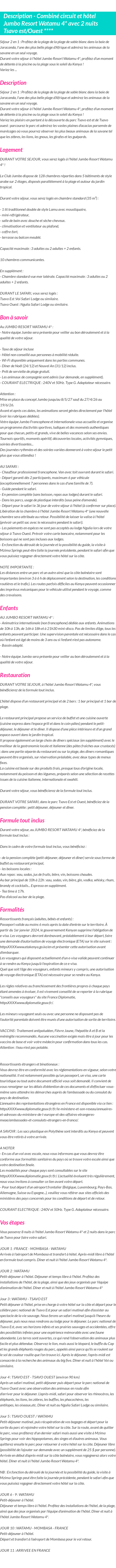 Détails du séjour