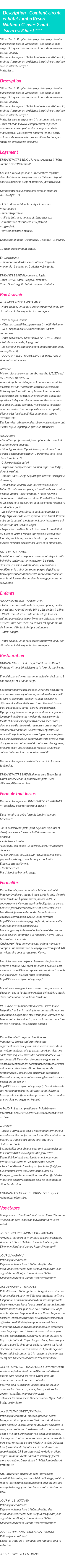 Détails du séjour