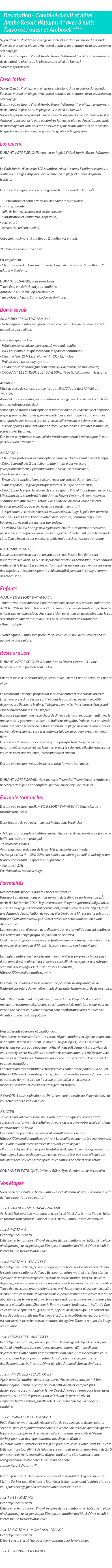 Détails du séjour