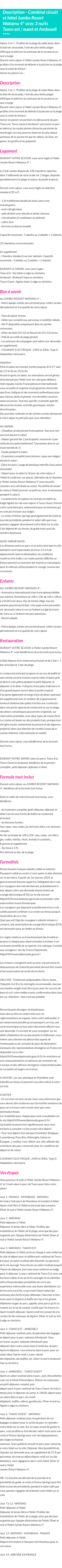 Détails du séjour