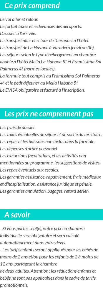 Conditions tarifaires