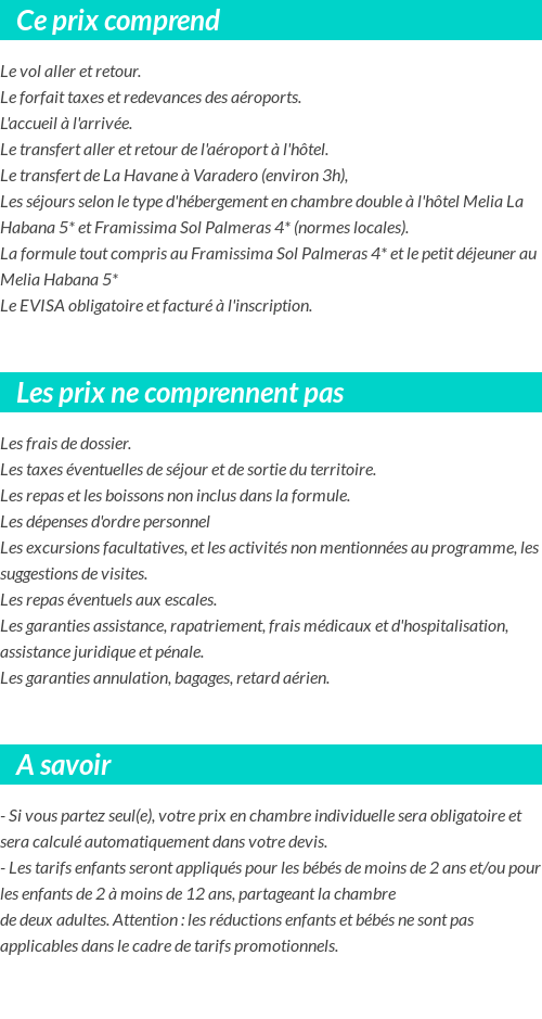 Conditions tarifaires