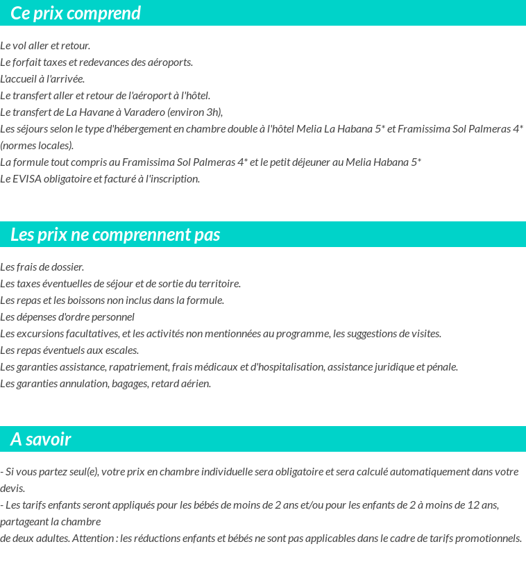 Conditions tarifaires