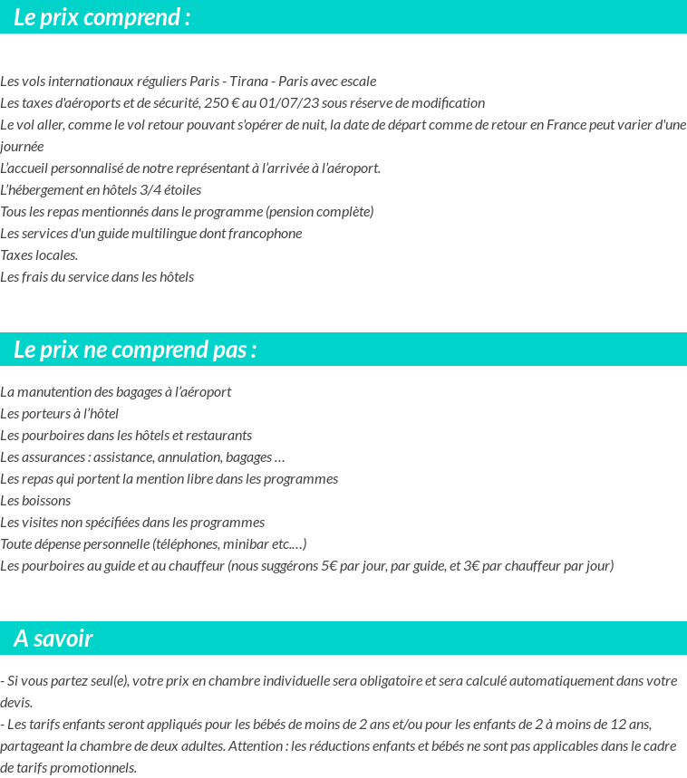 Conditions tarifaires