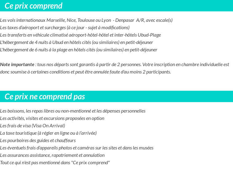 Conditions tarifaires