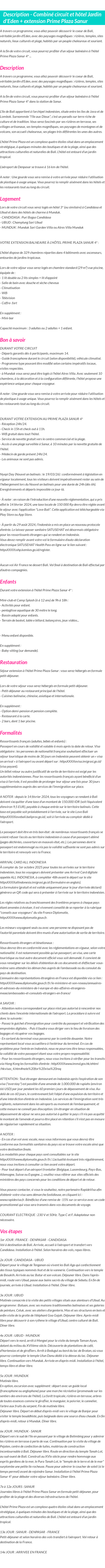 Détails du séjour